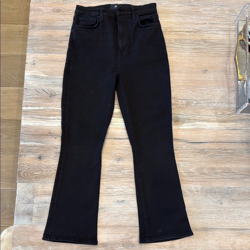 7 For All Mankind Black Flare Wide Leg Jeans